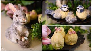 DIY  пасхальный декор из ваты / Пасхальные яйца, птички и зайчик своими руками