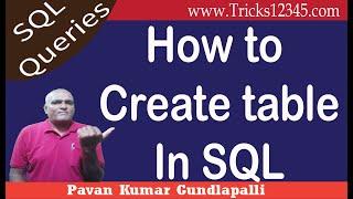 Create Table in SQL|| Data Definition Language||SQL Basics - Part 1 || SQL Queries for Practice