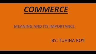 Commerce- Meaning and its importance