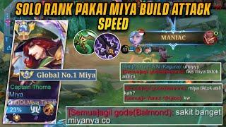 SOLO RANK NYOBAIN BUILD MIYA FULL ATTACK SPEED DAPAT MANIAC! MUSUH KAGET LIAT DAMAGE MIYA! - MLBB