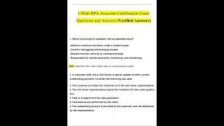 UiPath RPA Associate Certification Exam Questions and Answers 2024   2025 Verified Answers