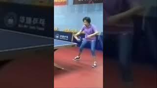 Table tennis Coach Lili of Batam in training