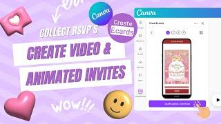 Create Video and Animated Invitations in Canva with RSVP | Easy CreatEcards Tutorial