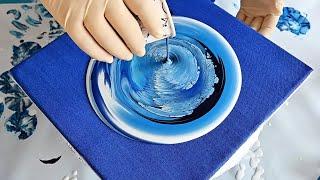 Acrylic Straight Pour in Beautiful Blues ~ Fluid Art with PVA Glue for Beginners