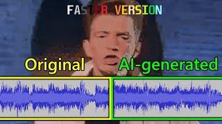 Never Gonna Give You Up, but an AI attempts to continuously generate more of the song with Lyrics