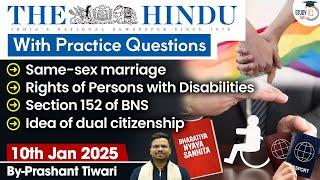 The Hindu Analysis | 10th January 2025 | The Hindu NewsPaper Today With Practice Questions