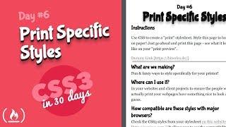 Print Styles: CSS Tutorial (Day 6 of CSS3 in 30 Days)