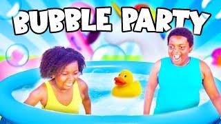 JuJu And Morie Bubble Foam Pool Party 2022 | Little Kids Are Having Fun In Bubble Foam Pool Party