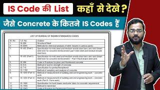 List of IS Codes of a Particular Item | List of IS Codes for Civil Engineering | CPWD Specification