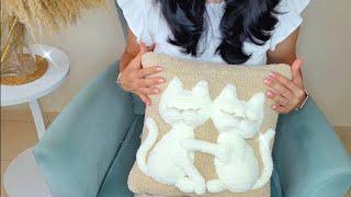 МК ПОДУШКА С КОТИКАМИ КРЮЧКОМ ️ Crochet cushion with cats 3D #подушка  #pillow #3dcrochet