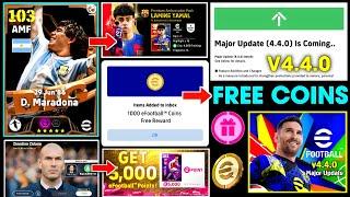 Free 1000 Coins & New Update V4.4.0  New Ambassador Packs & Manager Packs In eFootball 2025 Mobile