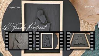 DIY 3D Family Portrait Textured Art Using Cardboard Boxes