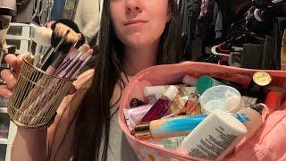 ASMR Doing Your Makeup (rummaging, brushing, lid, & sponge sounds)