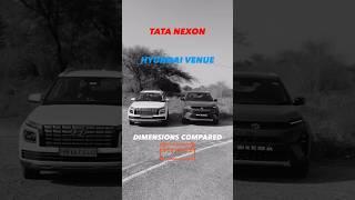 NEXON vs VENUE Dimensions Compared! #nexon #venue #tata #hyundai #comparison #shorts