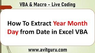 How To Extract Year Month Day from Date in Excel VBA