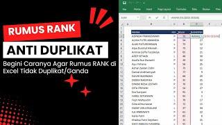 CARA MEMBUAT RANKING DI EXCEL AGAR UNIK DAN TIDAK DUPILKAT