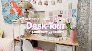 study desk tour + my stationery collection  (aesthetic, pastel, organized)