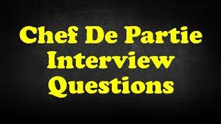 Chef De Partie Interview Questions