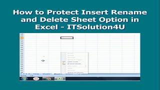 How to Protect Insert Rename and Delete Sheet Option in Excel   ITSolution4U