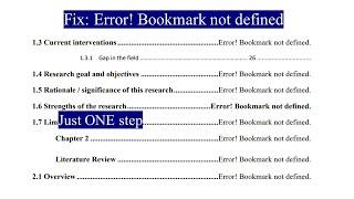 Fix: Error! Bookmark not defined | Microsoft word | Automatic Table of Content | Young Researchers