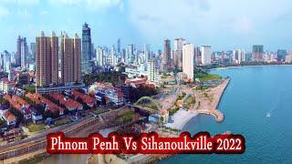 [4K] Phnom Penh Vs Sihanoukville Arial view of skyline 2022