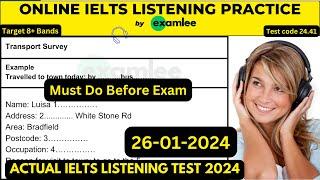 IELTS Listening Practice Test + Answers [ 26-01-2024 ] / Actual IELTS Test #examlee #ieltslistening