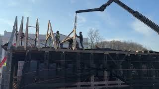 Installation of the Roslyn Grist Mill's roof structure