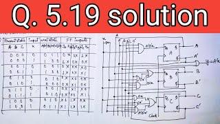 Q. 5.19: A sequential circuit has three flip-flops A, B, C; one input x_in; and one output y_out.