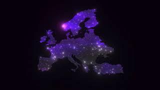 3d neon light map of Europe background video / animation / green screen / country map / 2021