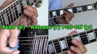 How to Read Guitar Tabs - Bend (b)- Release (r)-Pull Off (p) www.FarhatGuitar.com