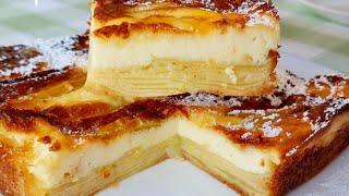 EL POSTRE MÁS RICO Y FÁCIL, EN 5 MINUTOS, CON 4  MANZANAS y 3 HUEVOS| TARTA DE MANZANA