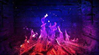 TOTAL RELAX - Blue & Purple FIREPLACE (With Fire Crackling and Roaring sounds) 3 HOURS