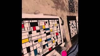 Repeating Mondrian Wall Stencil VR Tryout