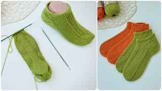 СЛЕДКИ-носки на двух спицах БЕЗ ШВА! Мастер класс для начинающих knitting socks