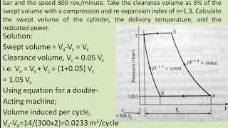 Numerical on a single stage, double acting reciprocating air compressor