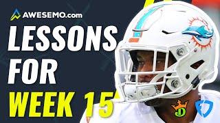 NFL DFS  PICKS WEEK 14 RECAP AND LESSONS FOR WEEK 15 DRAFTKINGS + FANDUEL 12/14