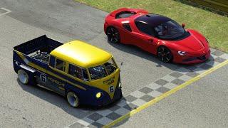 Volkswagen T1 Transporter LM917K vs  Ferrari SF90 Stradale at Monza Full Course