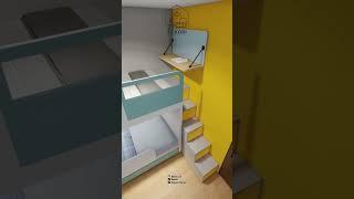 DESAIN KAMAR ANAK CEWEK KUNING KASUR TINGKAT #shorts