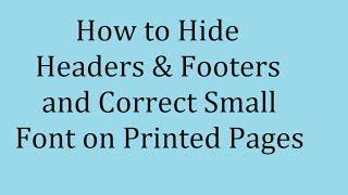 Hiding Headers & Footers