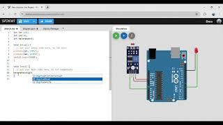 Wokwi Arduino Uno - Sensor Cahaya (LDR) dengan output LED