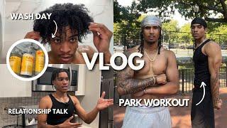 50/50 IN A RELATIONSHIP?! | park workout, relationship talk, wash day etc