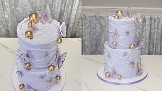ROYAL BUTTERCREAM RECIPE! Light and Fluffy | Trendy Butterfky Wave Cake | Cake Decorating Tutorial