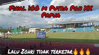 Final 100 M Putra PON XX Papua Lalu Zohri Tidak Terkejar