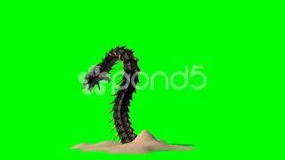 Alien Snakes Worm Creature Is Attacking - Green Screen