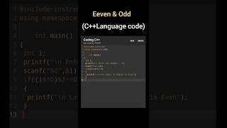 even or odd.in c ++,even or odd in c++,c++ programming odd even numbers#code #news#viralvideo