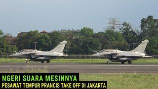 SANGAR SUARA MESINNYA !  Pesawat Tempur Prancis Rafale Take Off dan Landing di Bandara Halim Jakarta