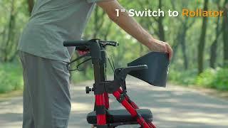 VOCIC #Z51 Shift Combo 2 In 1 Rollator - Transport Chair Walker | Pro