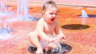 Funny Baby Playing With Water - Cute Baby Outdoor Videos