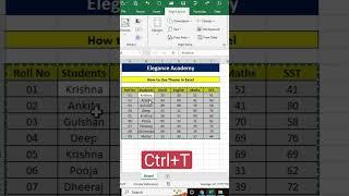 How to insert Theme in Excel #excel #msexcel #eleganceacademy #short #shorts #ytshorts #theme