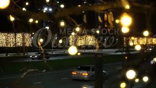 Night Traffic Cars Lights Makes Shape Bokeh Christmas Background